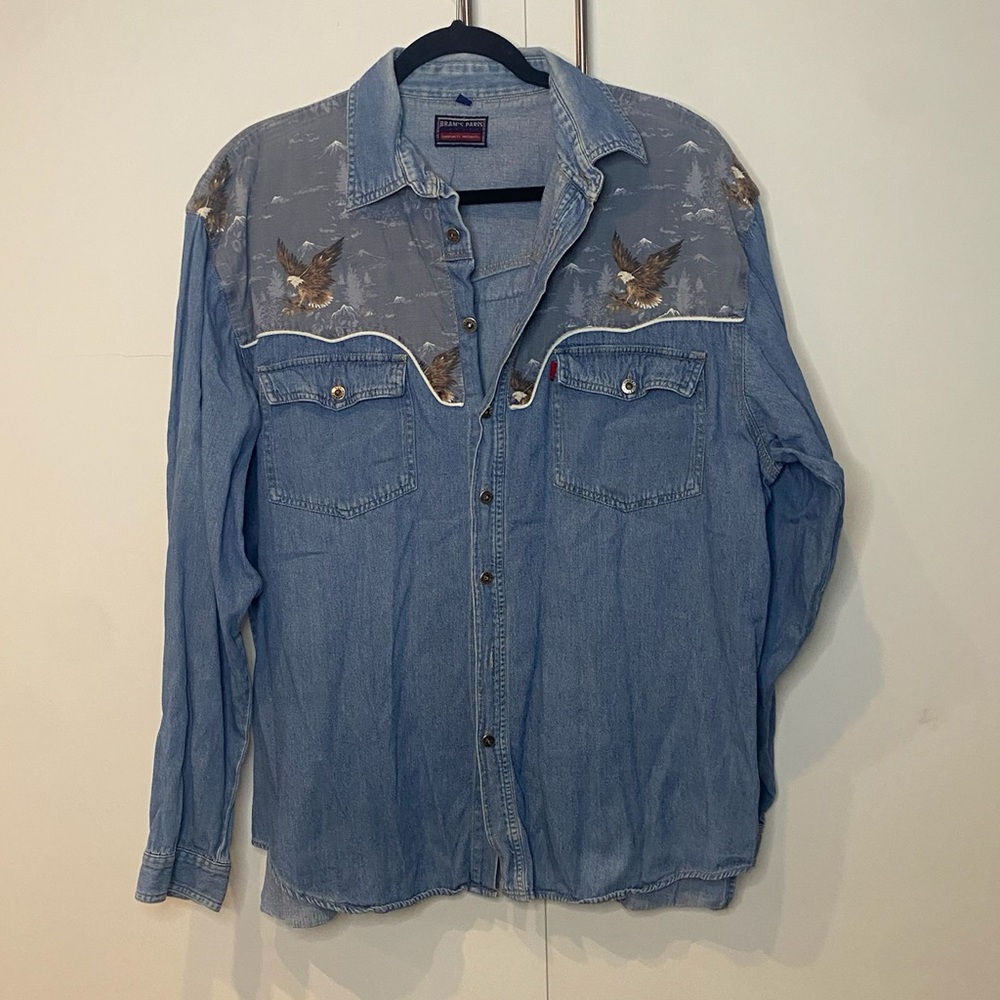 Denim Western Shirt with Eagle Design